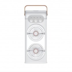 Three-hole double-head spray fan with remote control nano lock mist humidification colorful lights USB charging home office